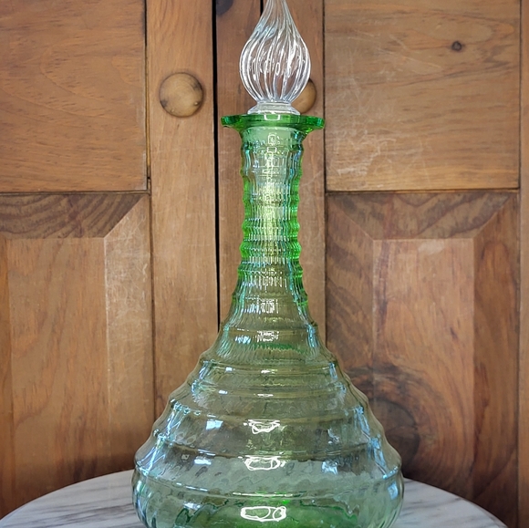 Antique Bohemian Green Glass Bottle - Picture 12 of 13